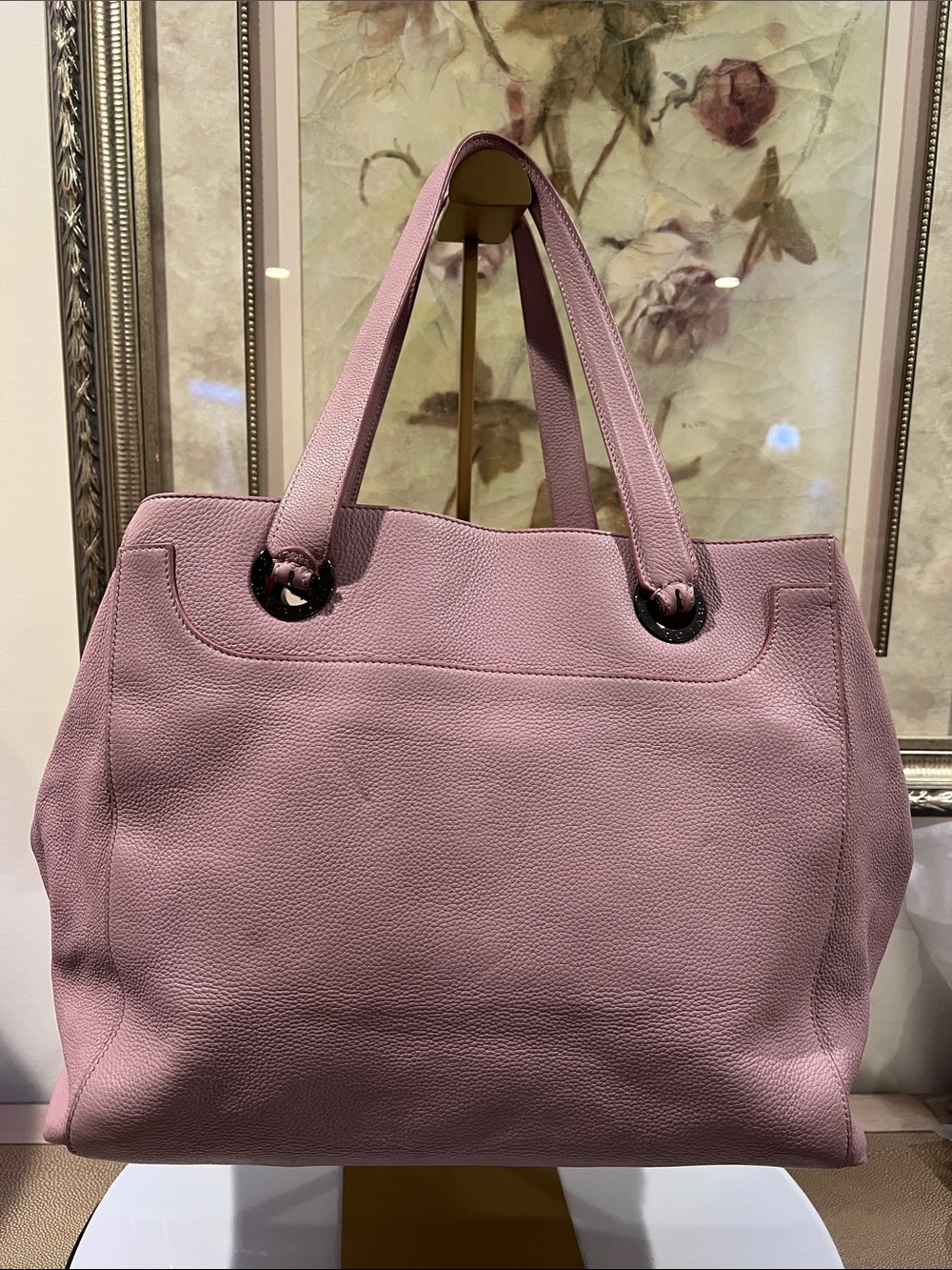 Bvlgari Pebbled Leather Pink Tote Bag - has marks